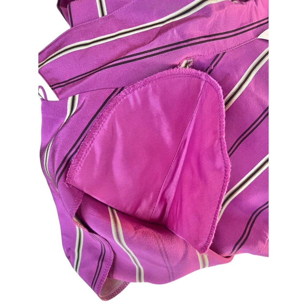 Austin Reed Womens size 14 Petite Shirt Silk Purple Striped Long Sleeve 1990s - Picture 8 of 12